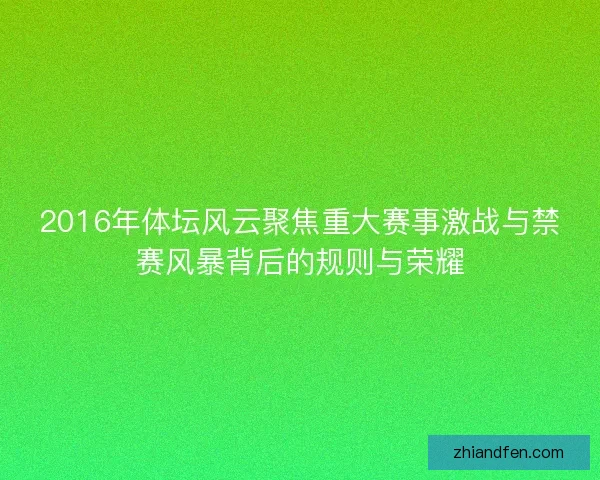 2016年体坛风云聚焦重大赛事激战与禁赛风暴背后的规则与荣耀